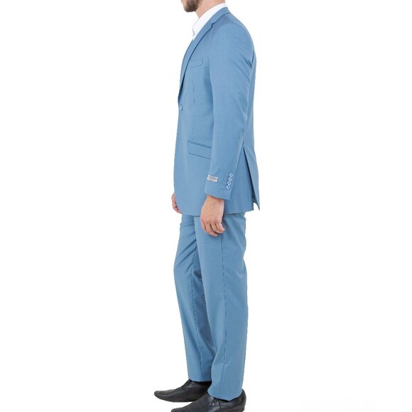 Solid Dusty Blue 3 Piece Slim Fit Tazzio Men's Suit - Picture 6 of 6